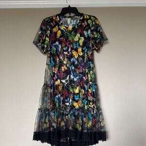 Alice + Olivia butterflys Multicolored V-Neck Cocktail Sundress